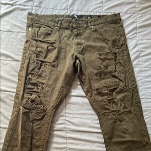 Men's Ripped Olive Pants